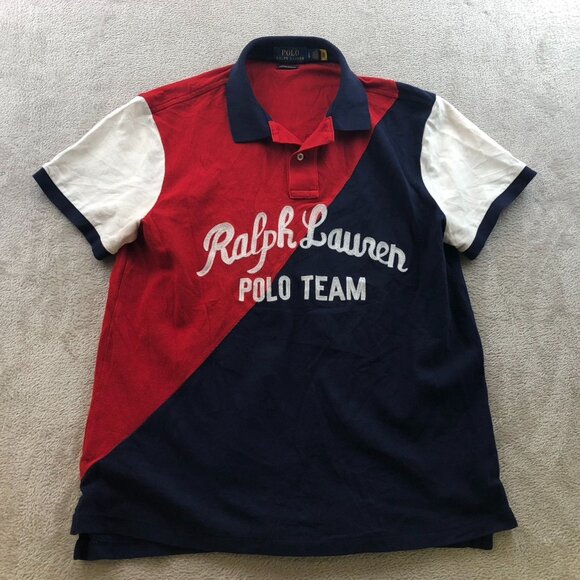 Polo Ralph Lauren Mens Polo Shirt Large Custom Slim Fit Short Sleeve Colorblock - Picture 10 of 11
